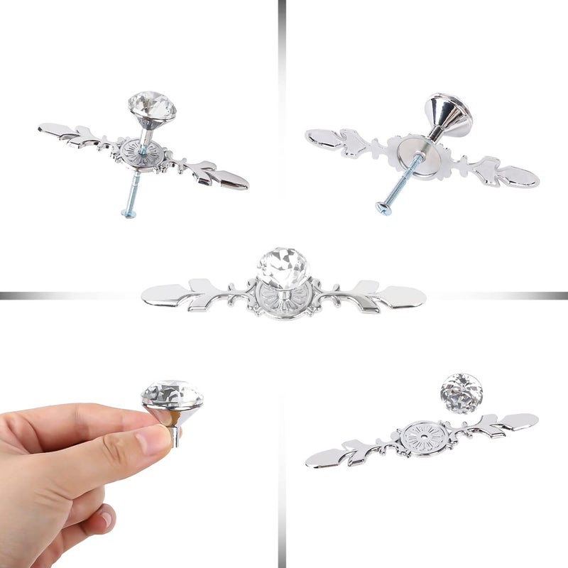 Fvstar 10pcs Crystal Cabinet Knobs, Glass Cabinet Pulls Handles with Plate, Diamond Dresser Drawer Knobs, Decorative Furniture Door Hardware for Kitchen Bathroom Cupboard, 4.7 inch - Image 4